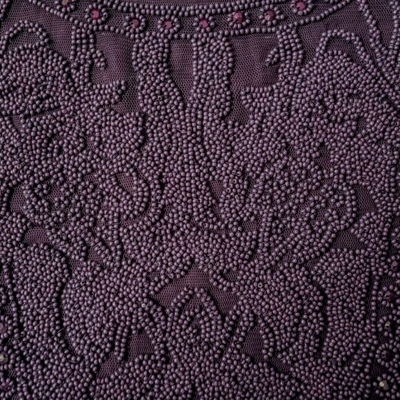 Elie Tahari Deep Purple Silk Beaded LS Blouse - Picture 3 of 6